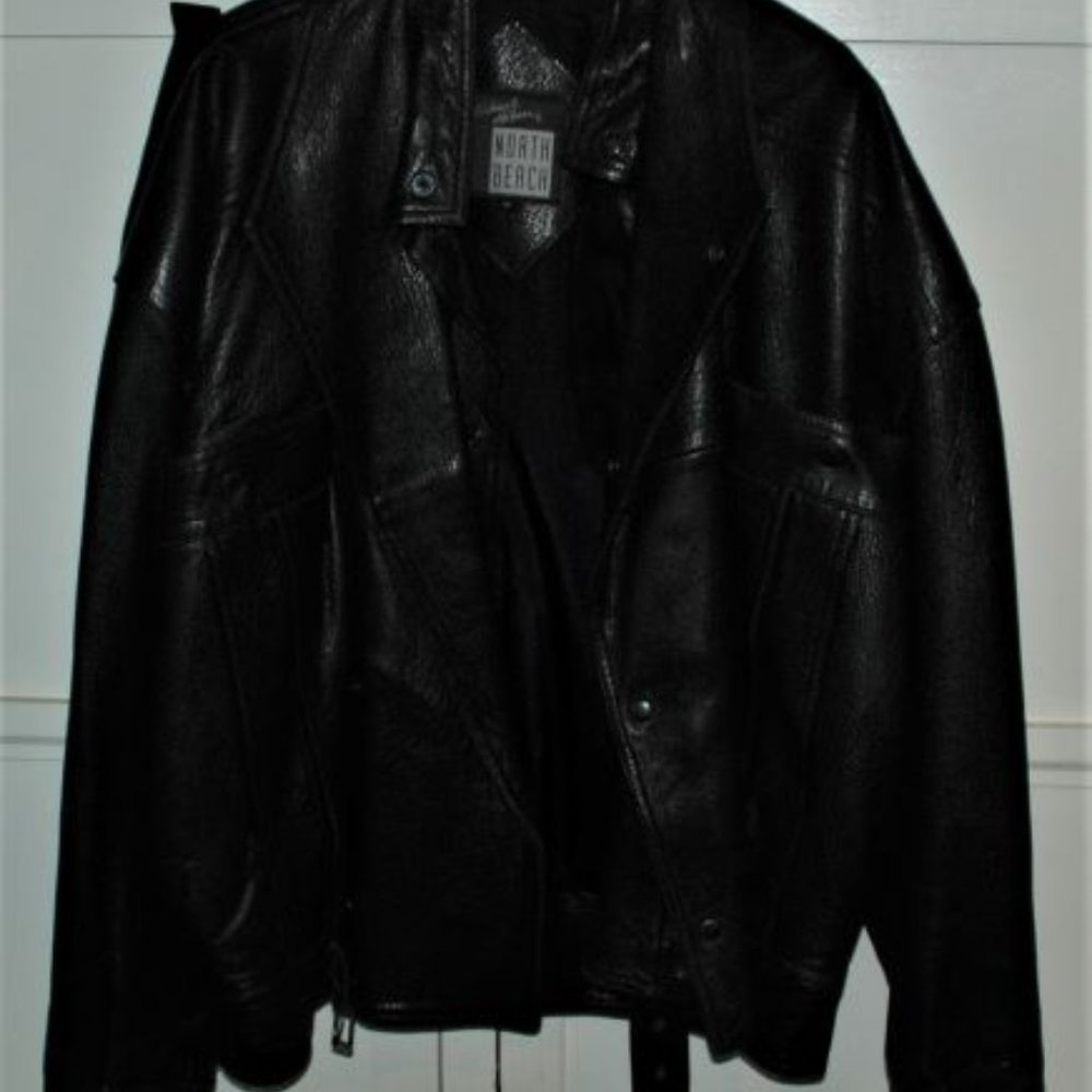 Michael Hoban Black Leather Bomber Jacket